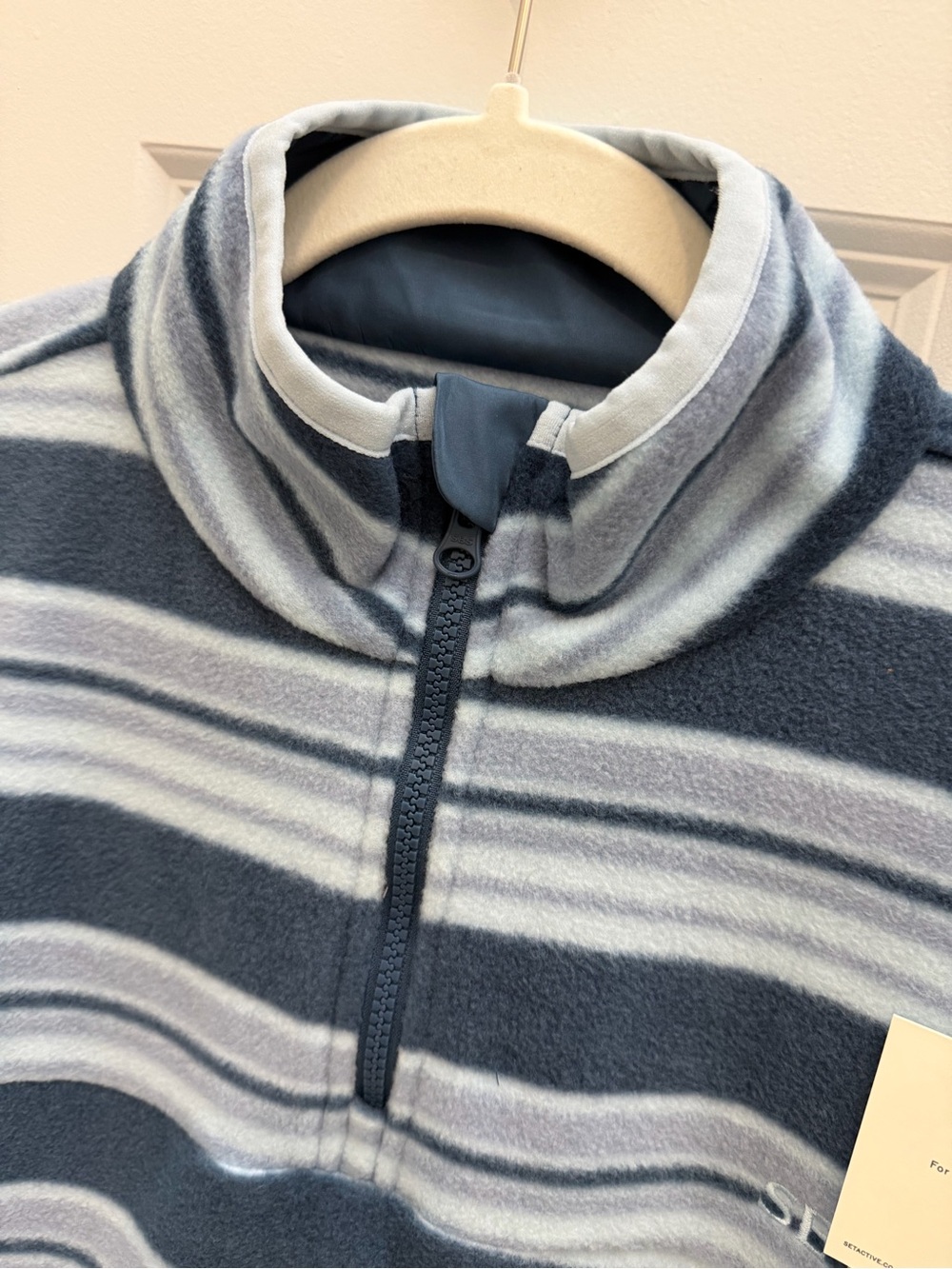 Set Active Microfleece Stripe Half Zip Hammock Blue Small BNWT Trendy - Picture 5 of 11
